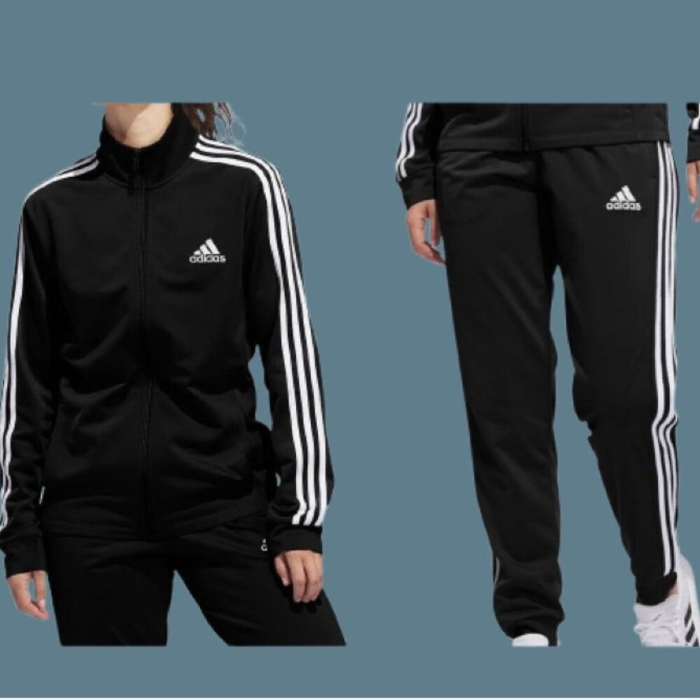 adidas Women's 3-Stripes 2pc Set Tracksuit Black Activewear Size S New